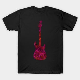 Pink on Red Flame Guitar Silhouette T-Shirt